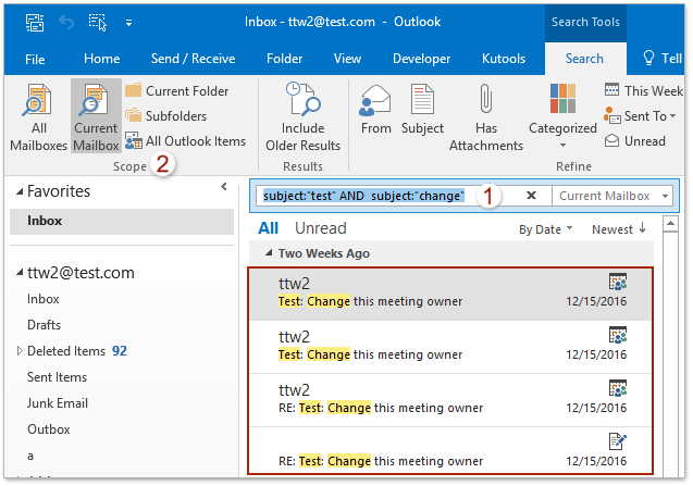 search in outlook 2016